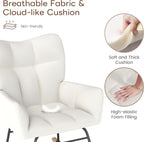 Nursery Rocking Chair, Rocking Chairs for Nursery, Baby Rocker Chair, Glider Rocker, Anti-Tip Safety Design, 440 Lb Weight Capacity, Cotton Fabric Cover, White