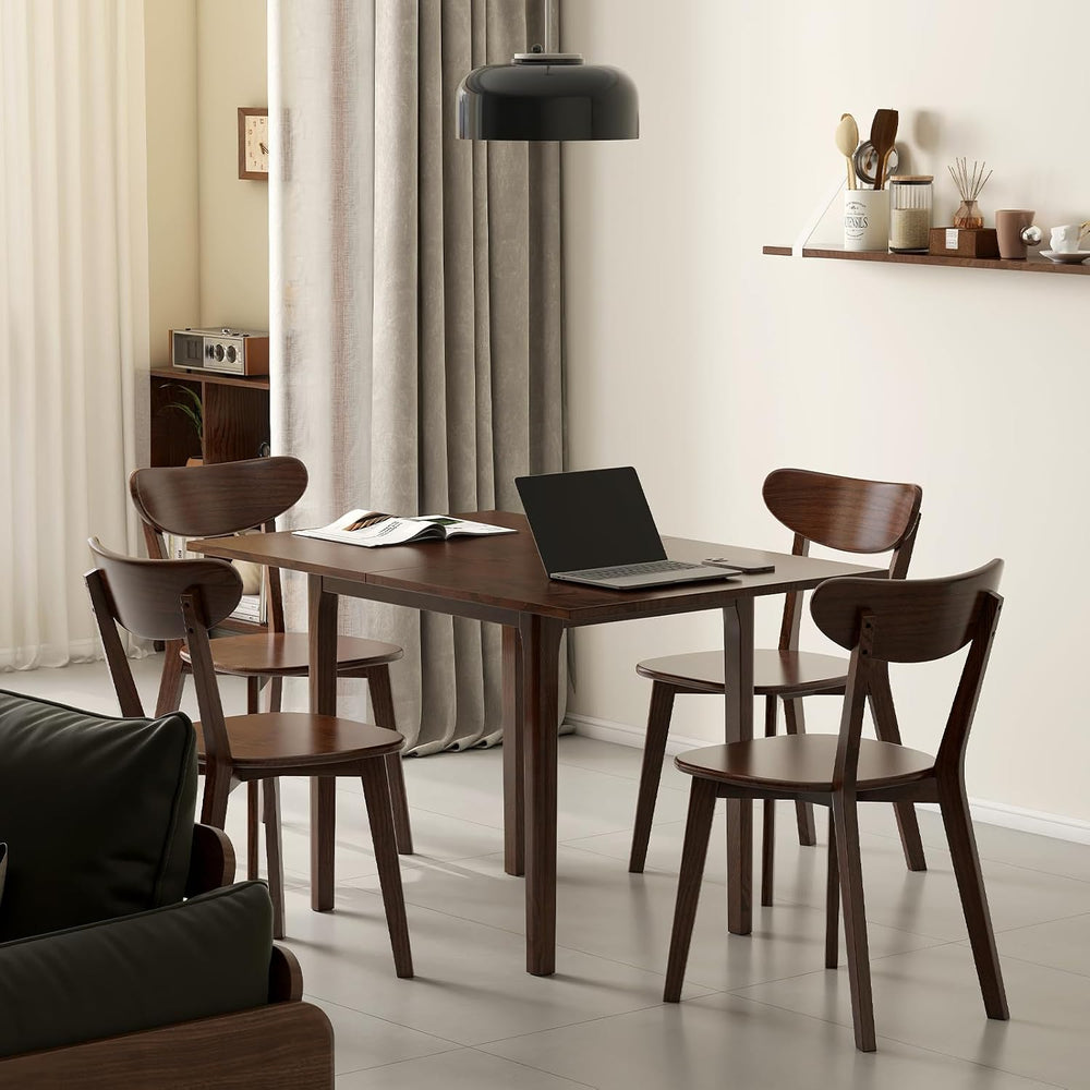 31"-47" Extendable Dining Table Set for 4, Solid Wood Folding Kitch...