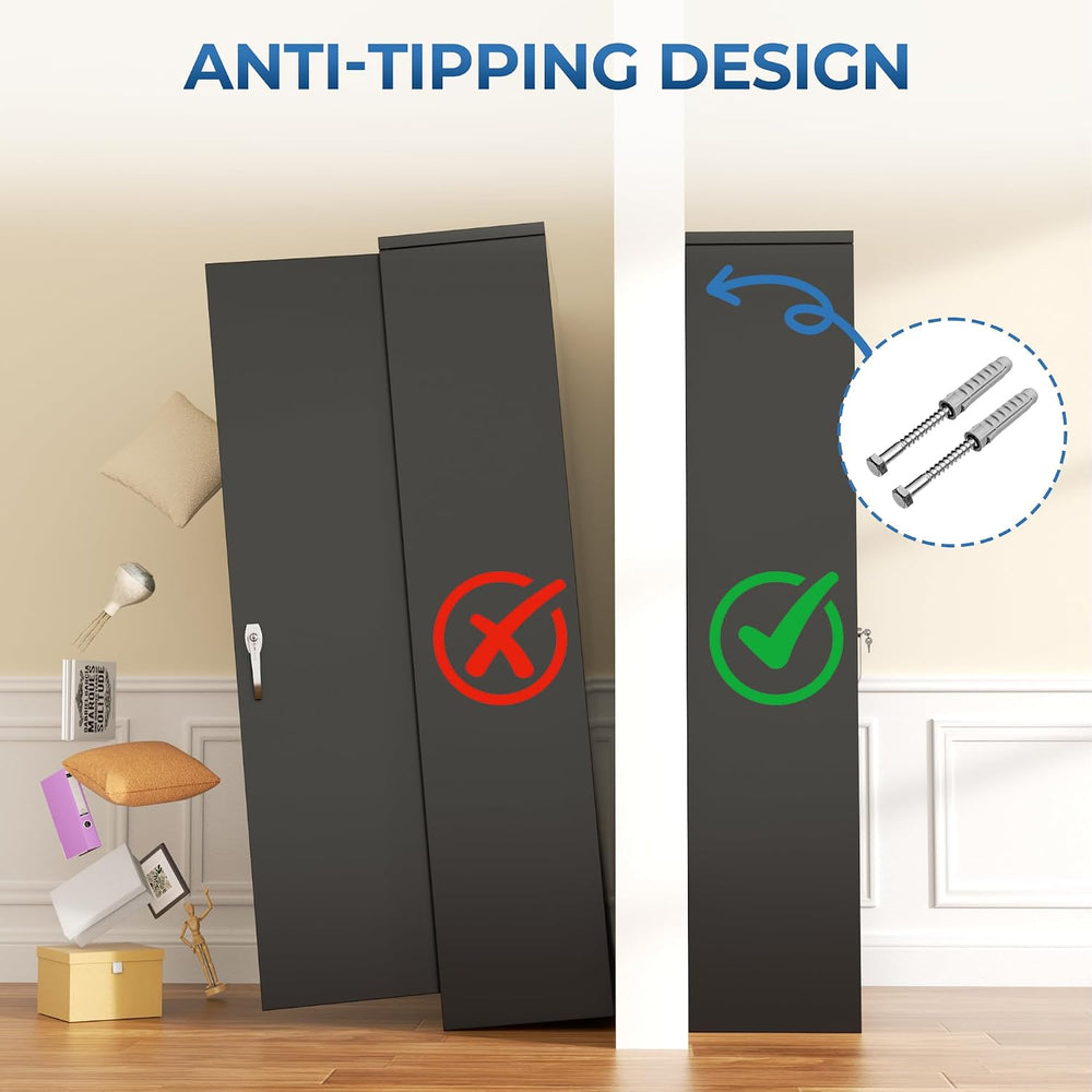 INTERGREAT Metal Wardrobe Cabinets with Lock, 72" Clothing Storage Cabin...