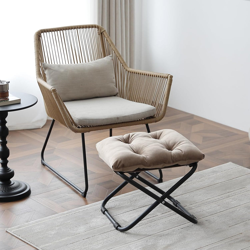 LITA Folding Footrest Stool, Portable Ottoman Foot Rest, Upholstered Small Fo...