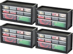 IRIS USA Small Plastic Storage Drawers, 10-Drawer - 4 Pack, Stackable Teacher Toolbox Craft Small Parts Bead Screw Hardware Building Bricks Organizer, Drink and Water Flavor Packet Organizer, Black