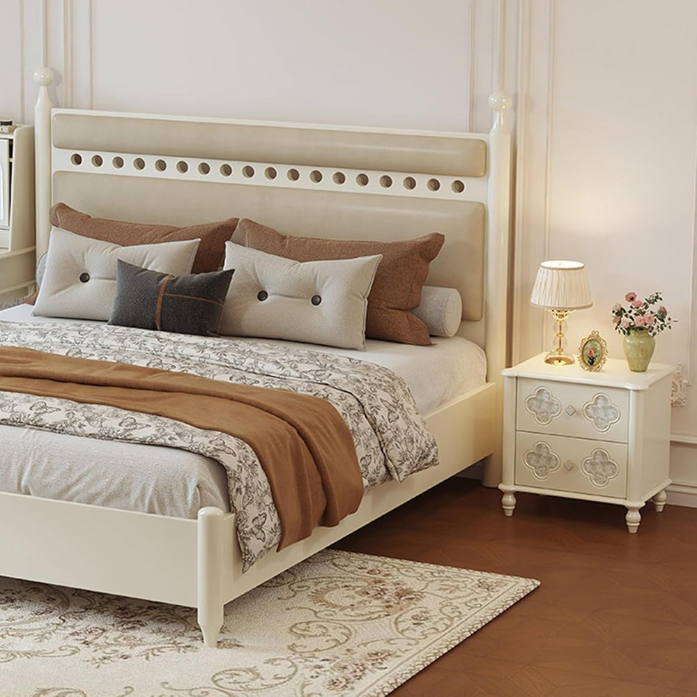 Nightstand with Patterned Drawers End Table with Metal Handle,Storage Cabinet...