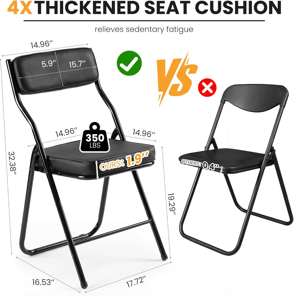 2 Pack Padded Folding Chairs with Cushion & Back for Home Office