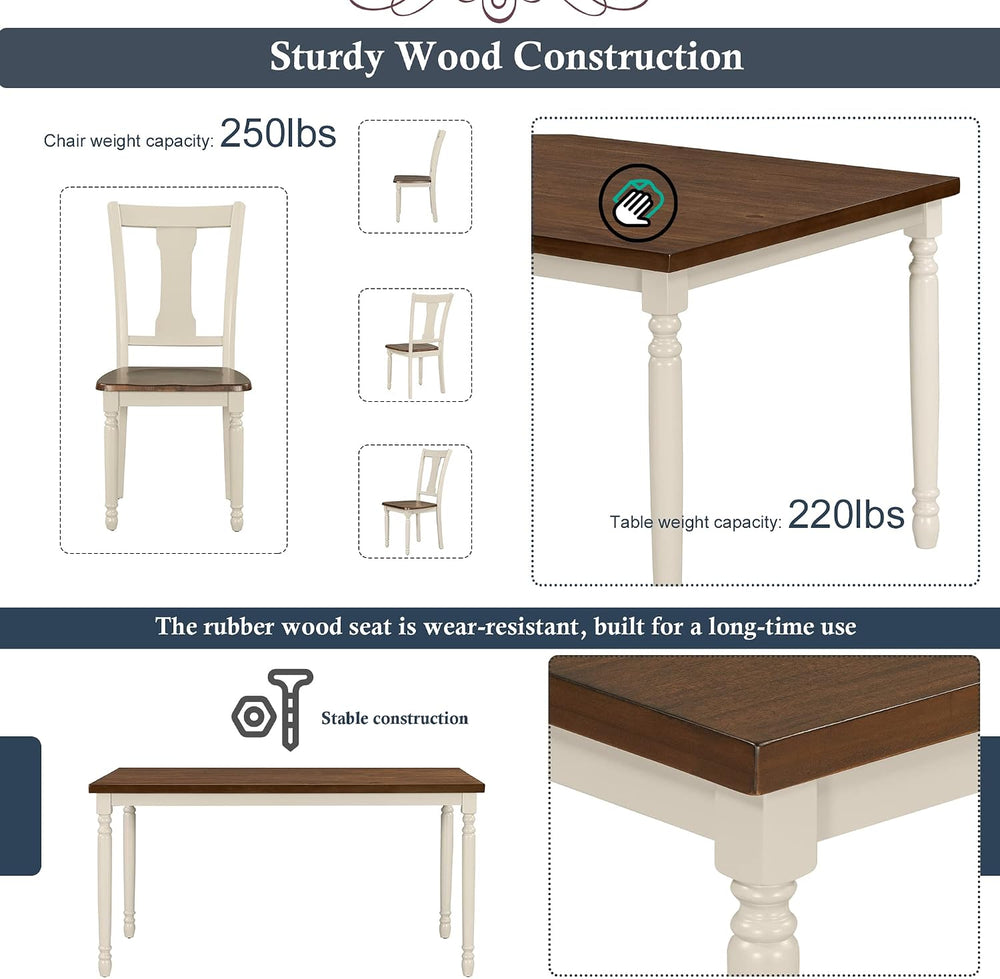 LUMISOL 60" Farmhouse Kitchen Table Set for 4-6