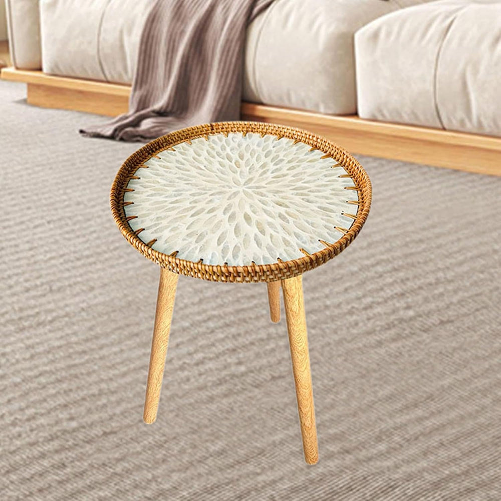 Shell Inlay Side Table, End Table, Home Decoration, Tea Table, Bedside Table ...