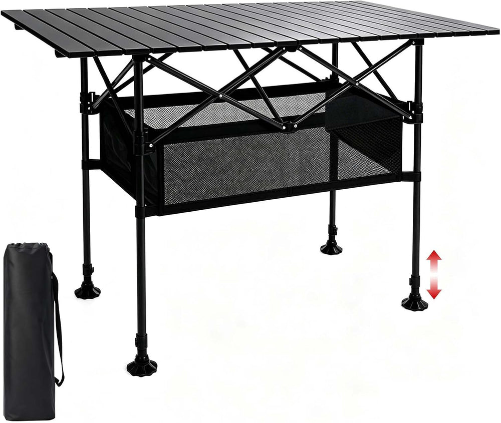 Damei century Large Folding Camping Table, 46.45×25.6in, Adjustable Height