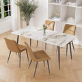 Dining Chairs Set of 4, Leather Modern Kitchen & Dining Room Chairs, Comfortable Upholstered Kitchen Chairs with Metal Legs Armless Side Chairs for Living Room Bedroom Restaurant Cafe, Brown