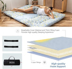MAXYOYO Japanese Floor Mattress Futon Mattress, 4" Thicken Tatami Mat Sleeping Pad Foldable Roll Up Mat Boys Girls Dormitory Pad Kids Floor Lounger Pillow Bed, Charcoal Grey, Queen Size