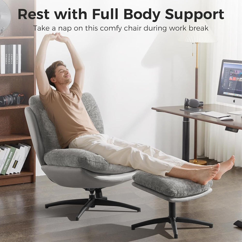 K Knowbody Swivel Accent Chair with Ottoman, 400lbs Capacity & Easy Assem...