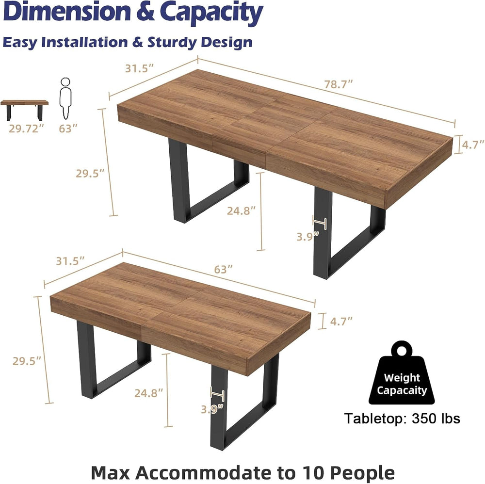 STHOUYN 63”-79” Extendable Dining Room Table, Modern Farmhouse Wooden Kitchen...