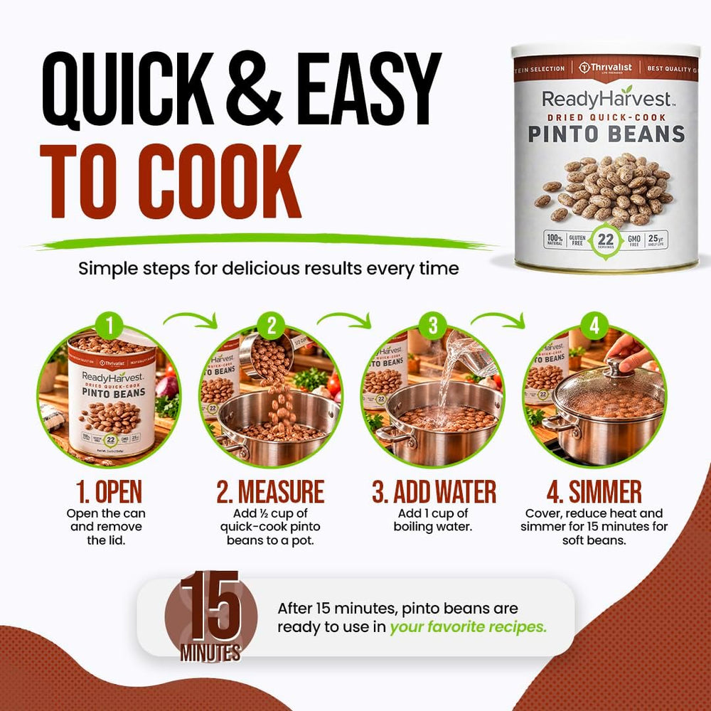 Ready Harvest Dried Quick-Cook Pinto Beans, #10 Can