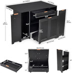 YITAHOME Expandable Kitchen Island with Hidden Trash Cabinet, 55.1" Rolling Kitchen Island with Drop Leaf, Storage Drawer & 3-Tier Side Shelves, Mobile Kitchen Island on Wheels with Towel Bar & Hooks