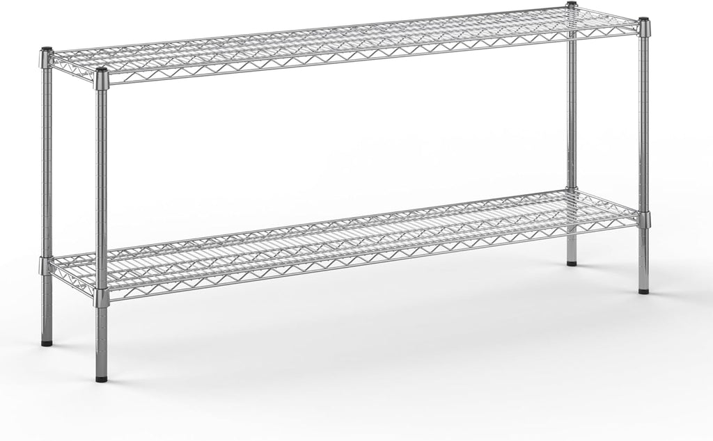 14" Deep x 60" Wide x 27" Height Wire Shelving Kit | 2-Tier | NSF Commercial Storage Rack Unit
