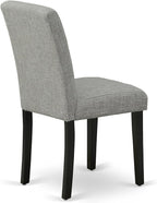 East West Furniture AMAB5-BCH-06 5 Piece Dining Set Includes a Round Kitchen Table with Pedestal and 4 Shitake Linen Fabric Parson Dining Chairs, 36x36 Inch, Black & Cherry
