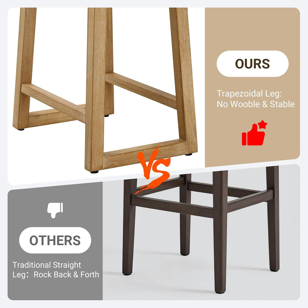 24 Inch Counter Height Bar Stool, Backless Upholstered Bar Stool with Wood Le...