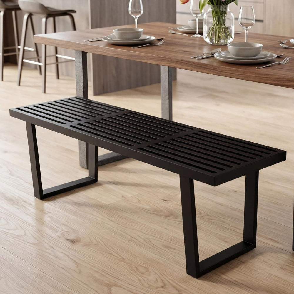 Wooden Dining Bench 55”Industrial Entryway Bench, Modern End of Bed Bench for...