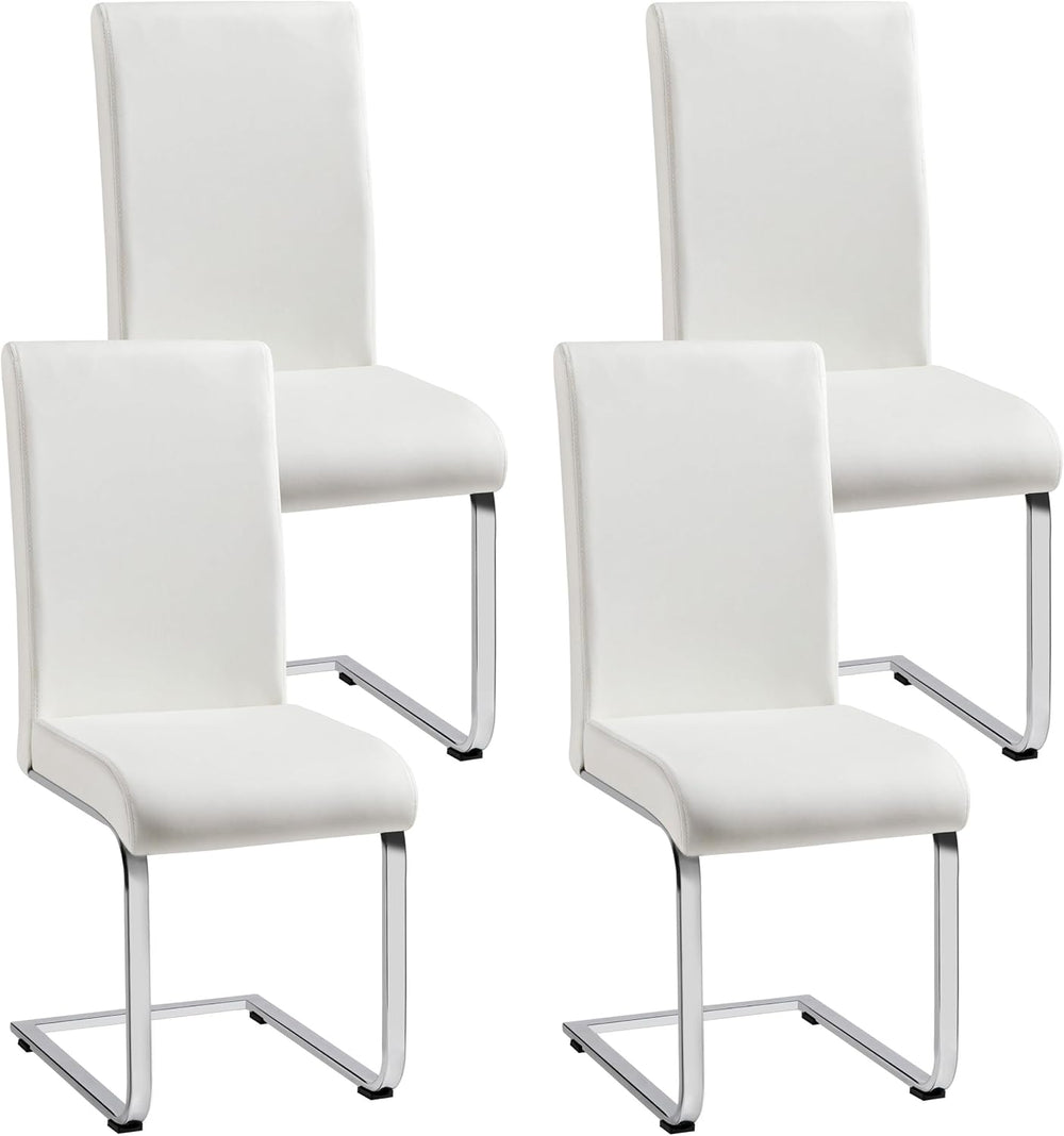 Yaheetech Dining Chairs Set of 4 Modern High Back Kitchen Chairs White