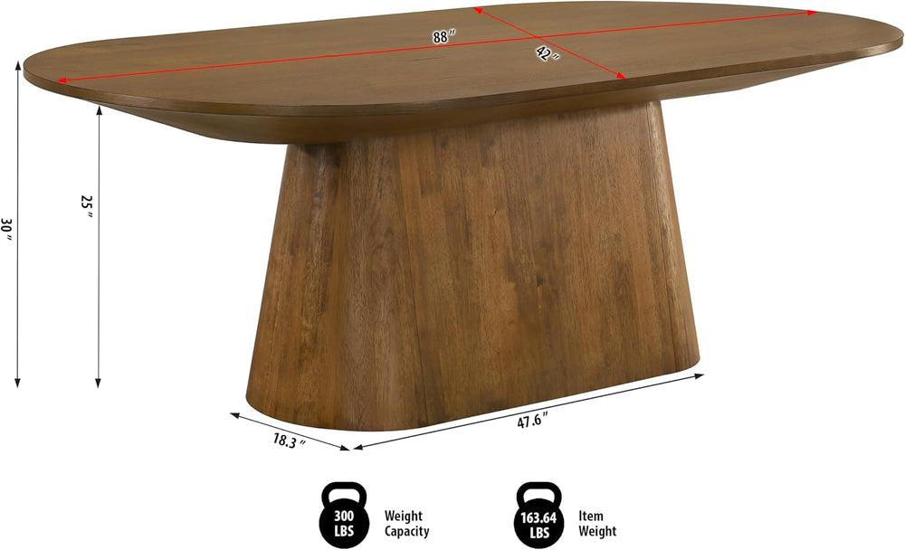 Terra 88" Transitional Oval Dining Table with Mid-Century Modern Inspire...
