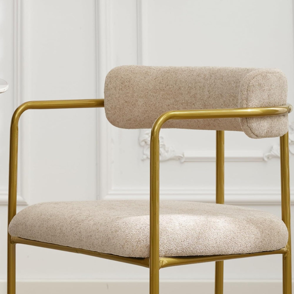 Boucle Dining Chairs Set of 4 with Arms, Mid Century Modern Upholstered Dinin...