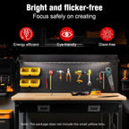 48" Workbench with Drawers, Work Benches for Garage with Strip Light, Adjustable Work Table with Large Pegboard, 2000 LBS Heavy Duty Table with Power Outlet Rubber Wood for Garage, Office