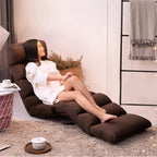 Folding Lazy Floor Chairs, Balcony Bay Window Reading Reclining Lounge Garden Sun Lounger,(Coffee Color)