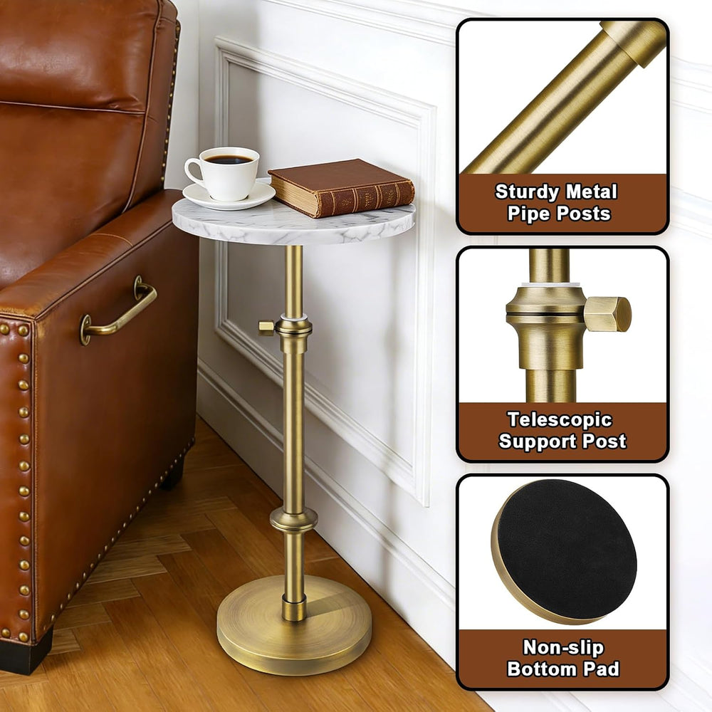MILPROX Adjustable Height Natural Marble Drink Table,11 x 11 x 22-30 Inch | A...