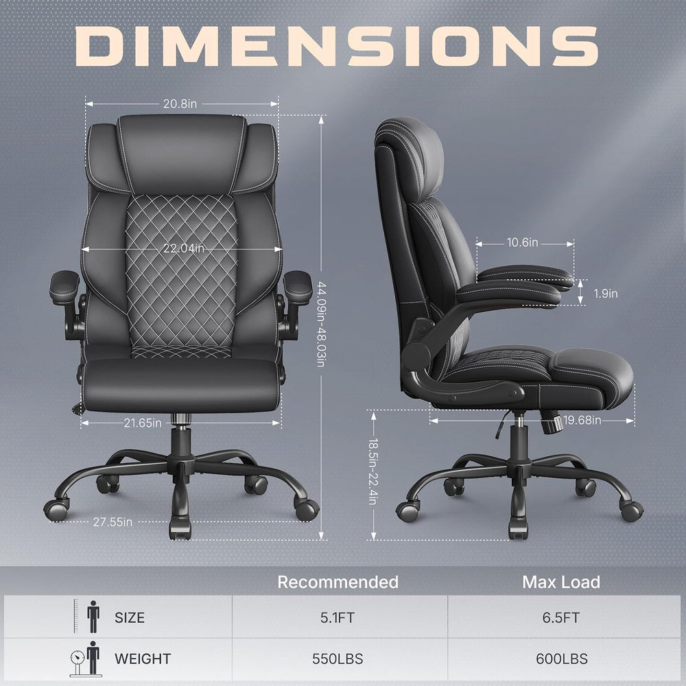 Office Chair-Executive High Back Breathable Big and Tall Office Chair Flip-up...
