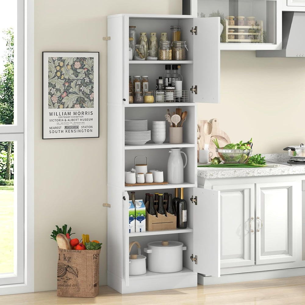 Giantex Kitchen Pantry Cabinet, 75” Tall Freestanding Cupboard with Doors &am...