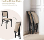 VECELO Folding Chairs Set of 4 with Cushion, Foldable Padded Seats with Heavy Duty Metal Frame for Kitchen/Dining/Living Room, No Assembly & Space Saving Design, Beige