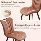 Leather Upholstered Dining Chairs Set of 4, Mid-Century Modern Kitchen Dining Room Chair with Black Metal Legs, Armless Faux Leather Accent Dinner Chairs Kitchen Side Chair, Camel