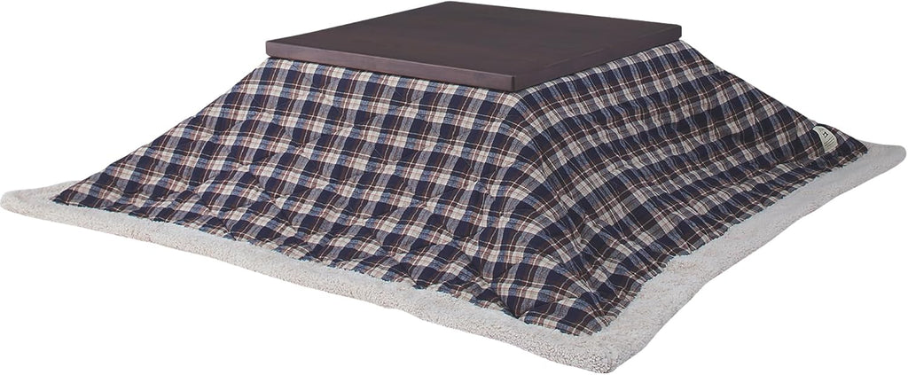 AZUMAYA Kotatsu Futon Comforter Square Shape W75 x D75 Inches, Polyester Fabric Material, Home and Living, Navy Checked Design KK-103BL, This Order Comes only Futon Comforter