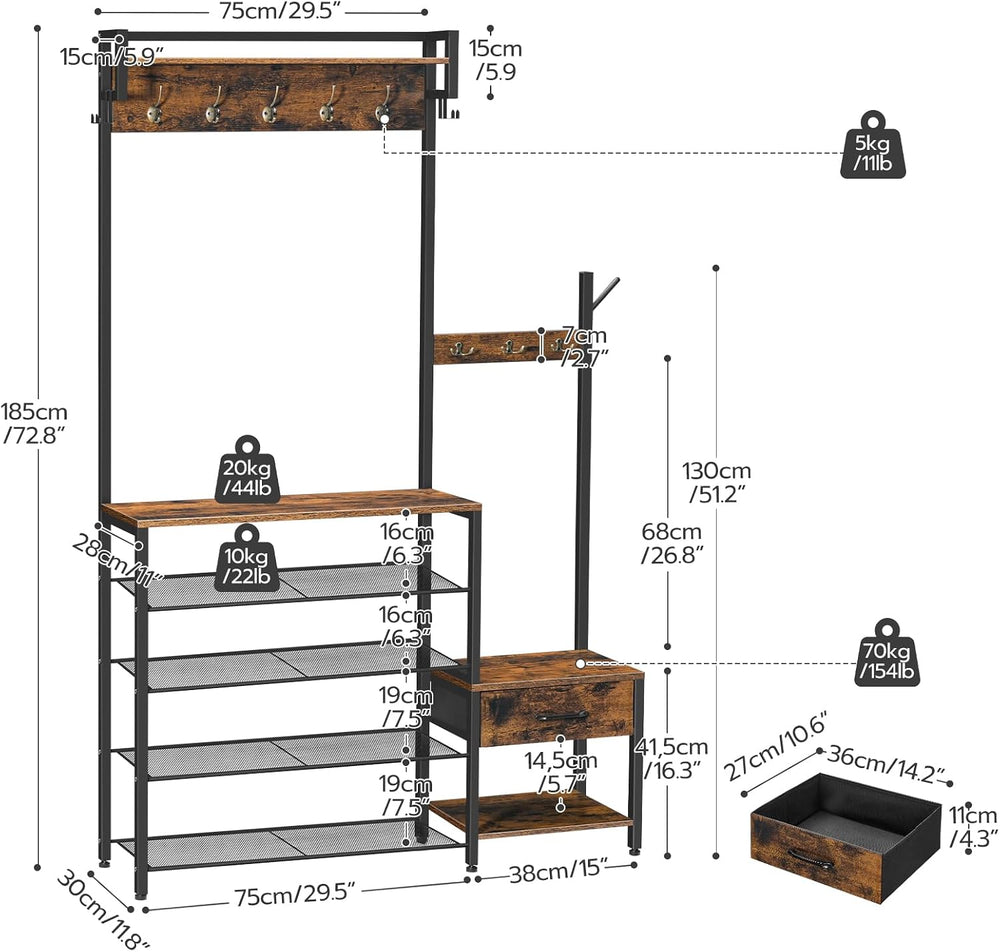 HOOBRO Hall Tree, Entryway Coat Rack Shoe Bench, Shoe and Coat Rack for Entry...