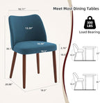 Dining Chair Set of 4, Linen Upholstered Dining Chair with Wood Legs, Wing Backrest, Wooden Kitchen Chair, Kitchen Chairs with Thick Cushions for Dining Room, Living Room, Blue