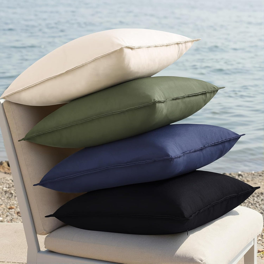 decorUhome Outdoor Waterproof Faux Linen Throw Pillow Covers 26x26 Set of 2
