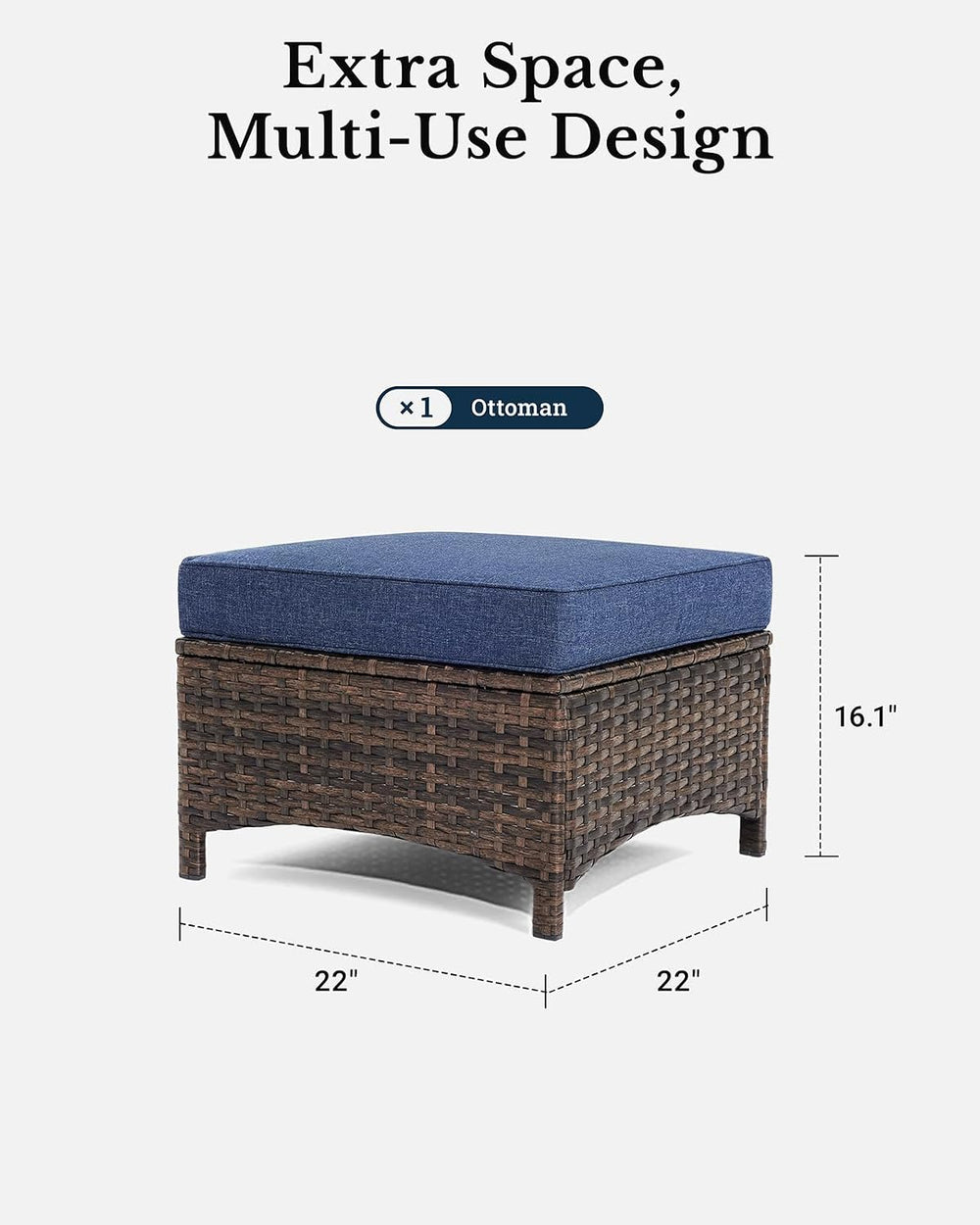 HILLGA 2PCS Outdoor Ottomans for Patio, Outdoor Footstools with Steel Frame |...