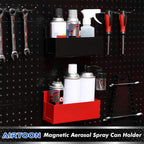 AIRTOON 2PCS Magnetic Aerosol Spray Can Holder, Magnetic Bottle Holder for Garage, Workspace and Home, Red and Black