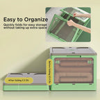 Plastic Trunk Organizer,Closet Organizers and Storage,7 Gal Collapsible Storage Bins,Dorm Room Essentials,2 Pack Dorm Storage Bins with Lids and Doors,Stackable Closet Organizer