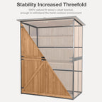Outdoor Storage Shed with Floor - Waterproof Natural Fir Cabinet with Adjustable Shelves and Double Lock for Anti-Theft - Suitable for Storing Garden Tools, and Household Debris (Brown)