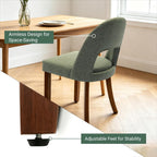 Wooden Dining Chairs Set of 6, Upholstered Kitchen Chairs with Walnut Wood Legs and Curved Linen Fabric Backrest, Modern Farmhouse Dining Room Chairs for Kitchen & Restaurant, Green
