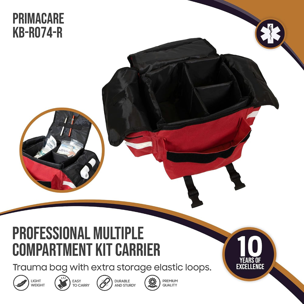 Primacare KB-RO74-R First Responder Trauma Bag, 17" x 9" x 7",...