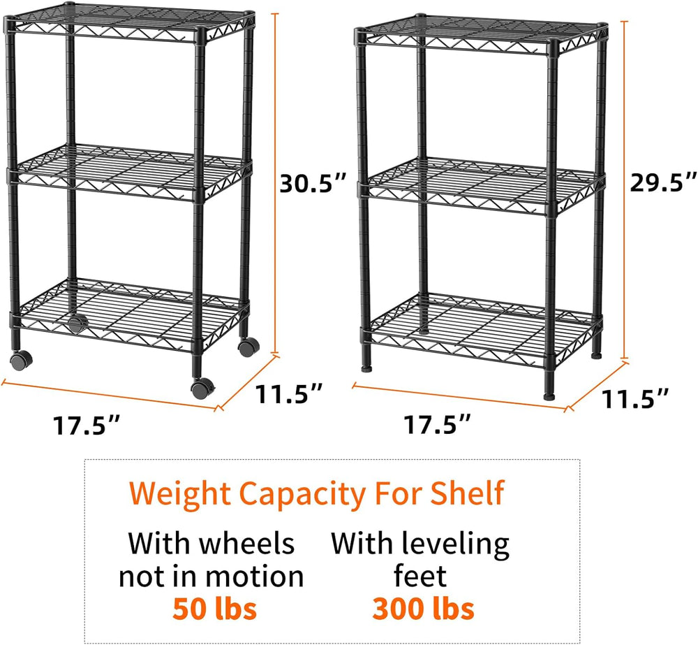 SINGAYE 3 Small Shelves Storage Shelf Wire Shelving Unit Metal Shelf Adjustab...