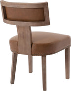 Mid Century Modern Dining Chairs Set of 4, Farmhouse Dining Chairs with Nailhead Trim, Faux Leather Upholstered Dining Room Chairs Kitchen Chairs with Wood Legs, Brown