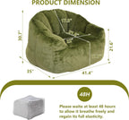 Setawix Giant Bean Bag Chair with Filler, Comfy Faux Fur Bean Bag Chairs for Adults and Kids, Lazy BeanBag Sofa Stuffed Floor Sofa with Memory Foam for Bedroom Apartment Living Room,Green