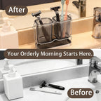 2-Pack Grey Toothbrush Holders, Wall Mounted or Countertop Toothbrush Holders with Drain Tray, All-in-One Bathroom Organizers and Storage for Toothpaste, Razors, Family & Kids (Grey)