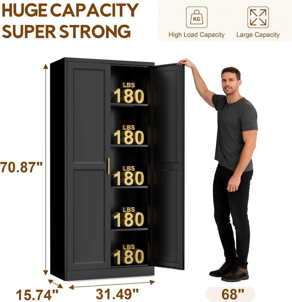 UNICOLY 71" Kitchen Pantry Cabinet, Pantry Storage Cabinet with Doors an...