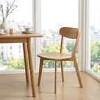 100% Solid Oak Wood Dining Chairs,Mid Century Modern Dining Chairs with Rounded Backrest,Kitchen,Dining Room Chairs Set of 1/2/4 (1, Natural Color)