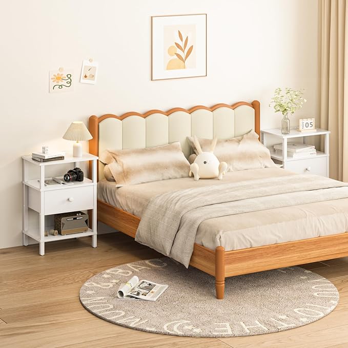 Lerliuo Nightstand Set of 2 with Charging Station and USB Ports, 3-Tier Stora...