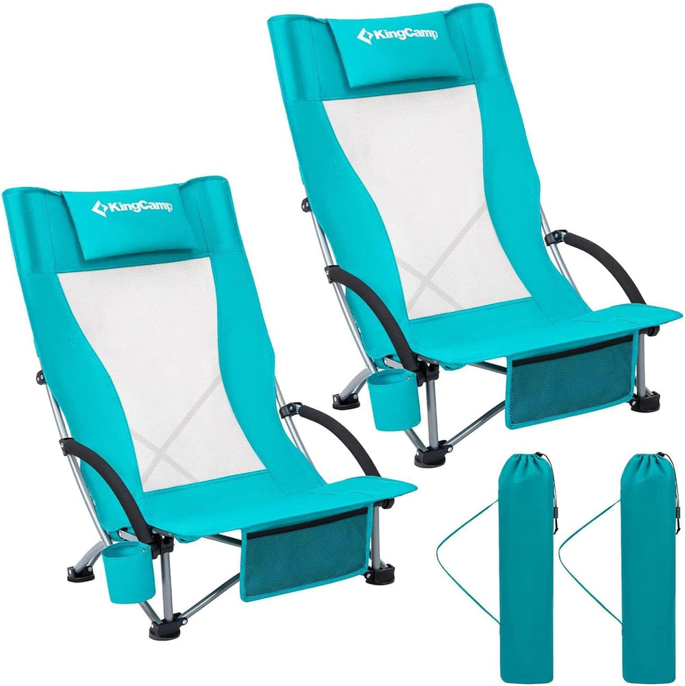 KingCamp Low Beach Chairs 2 Pack, Folding Portable Chair for Adults lightweig...
