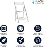 Flash Furniture HERCULES Series White Wood Folding Chair with Vinyl Padded Seat