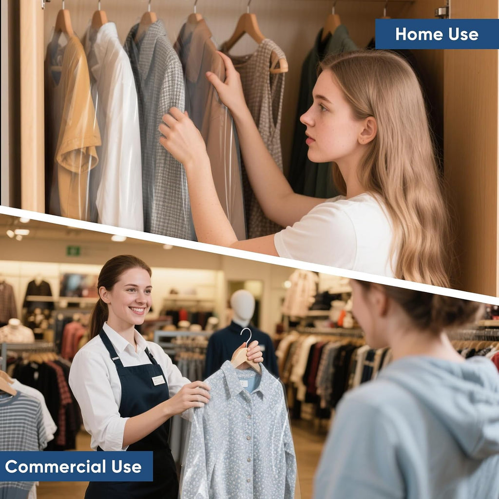 50 Pack 23.6"x40" Garment Bags for Hanging Clothes, Thick Clear Plastic Dry Cleaning Covers for Closet Storage & Travel